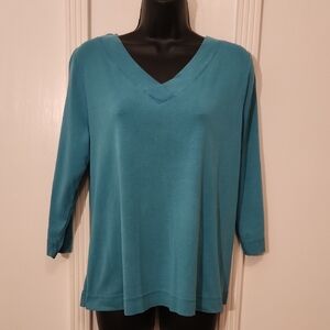 Chico's Teal V-Neck Long Sleeve Top